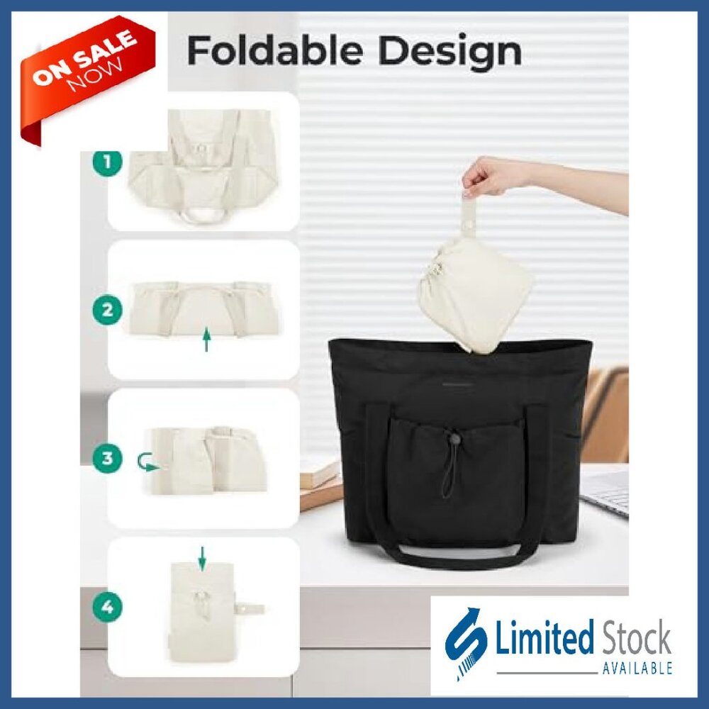 Foldable Tote Bag With Drawstring, 20l Capacity, … - image 5